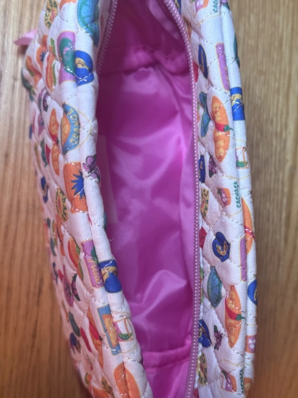Dippin' Daisy Quilted Makeup Pouch Retro Food Print 7 X 5 X 3 In Zipper